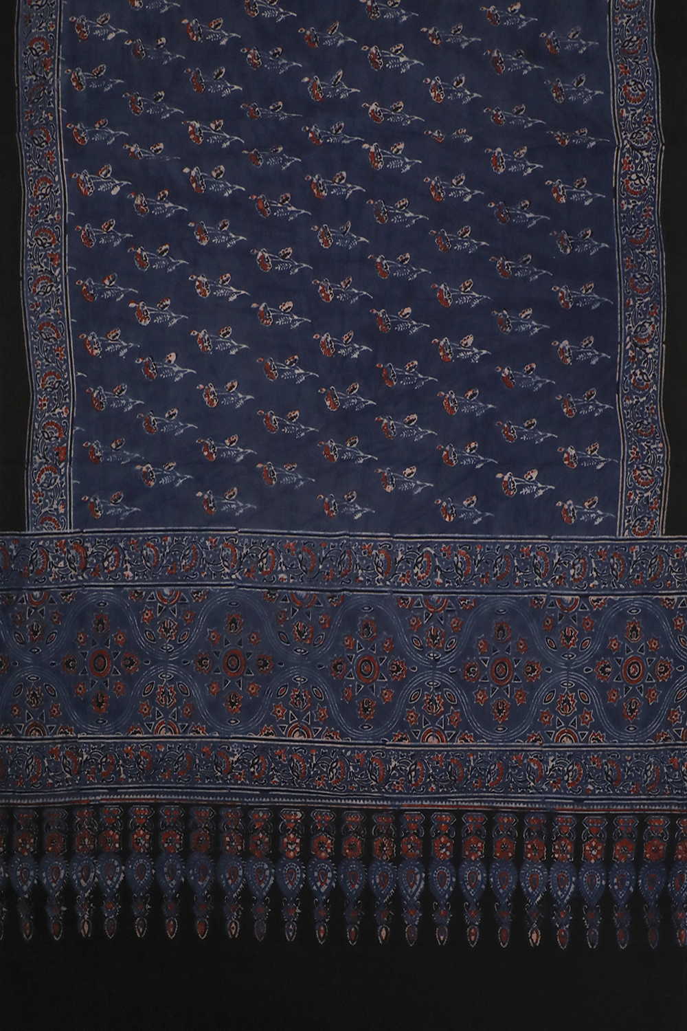 Block Printed Ajrak Dupatta - Matkatus 