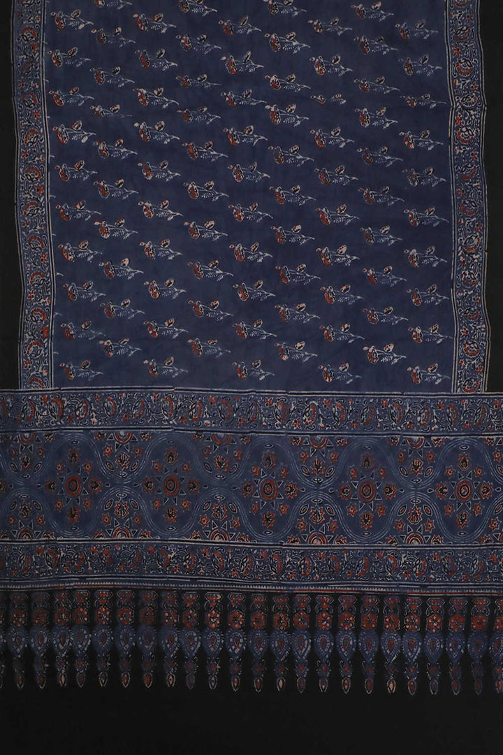 Block Printed Ajrak Dupatta - Matkatus 