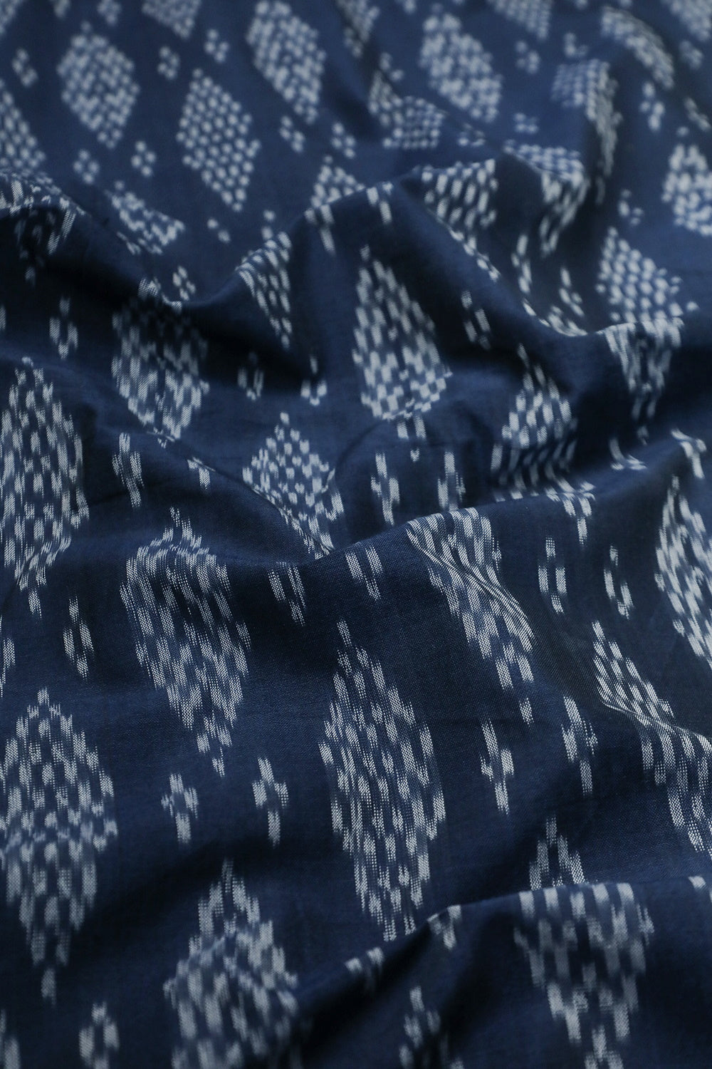 Blue with Butta Mercerized Ikat Cotton Fabric