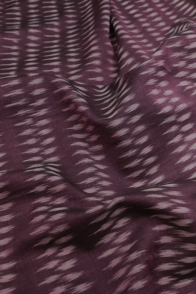 Dual Shaded Blackish Purple Mercerized Ikat Cotton Fabric - 1.5m