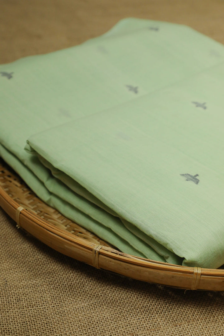 Butta on Green Handwoven Fabric - 1m