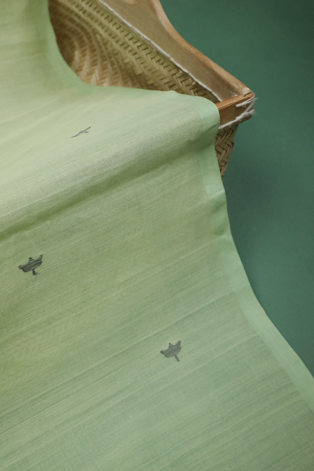 Butta on Green Handwoven Fabric - 1m
