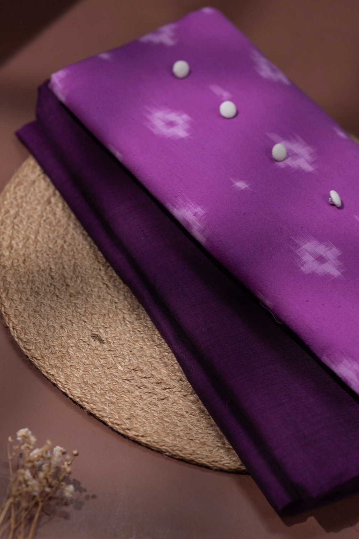 Purple with Butta Ikat Cotton Top with Mangalagiri Bottom