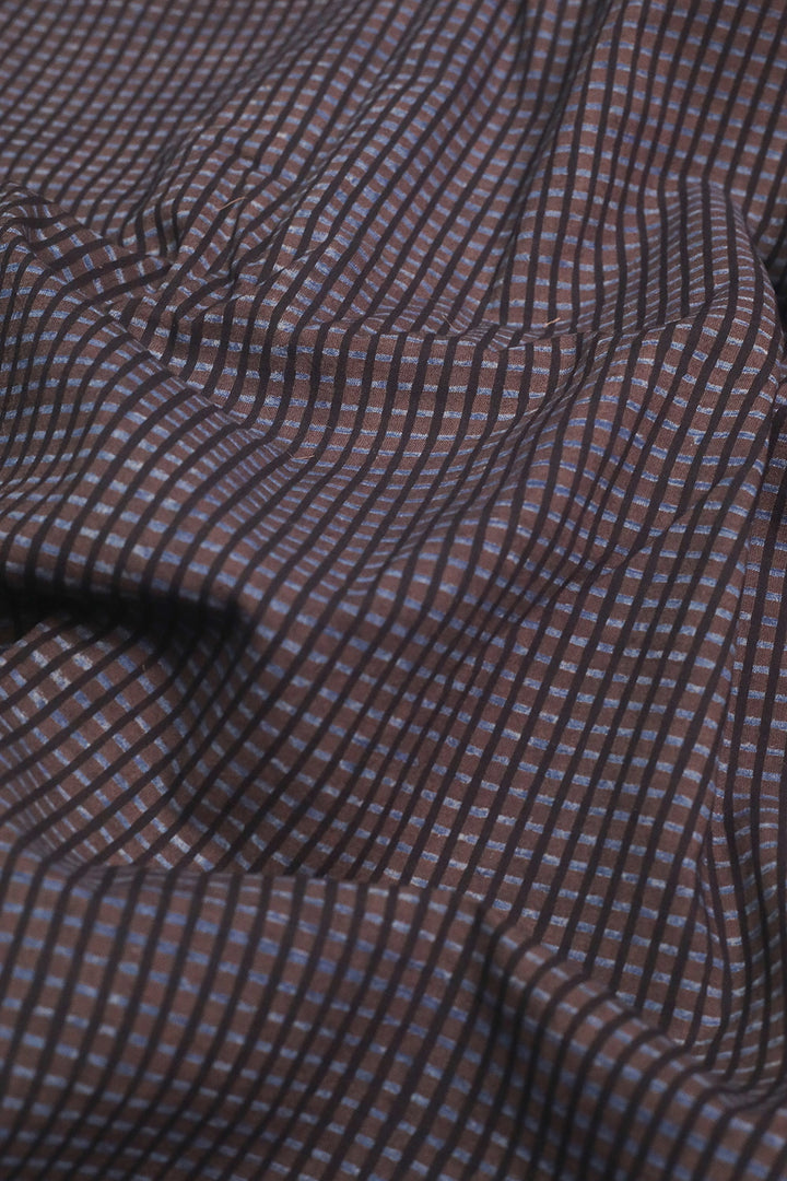 Grey Checks Ajrak Cotton Fabric