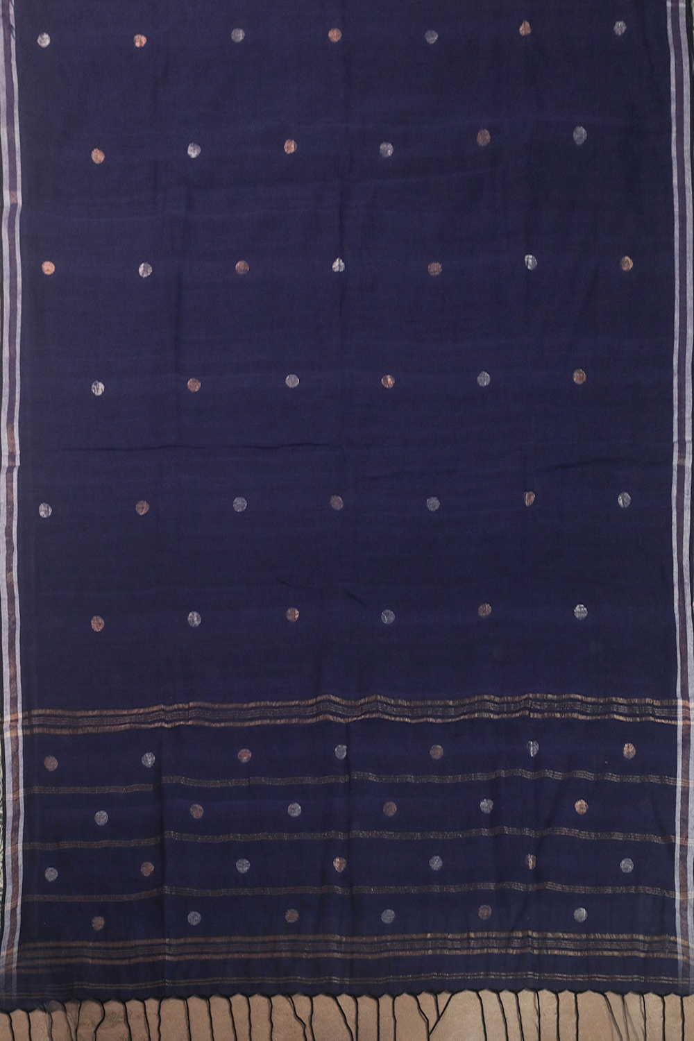 Indigo with Zari Polka Jamdani Cotton Dupatta