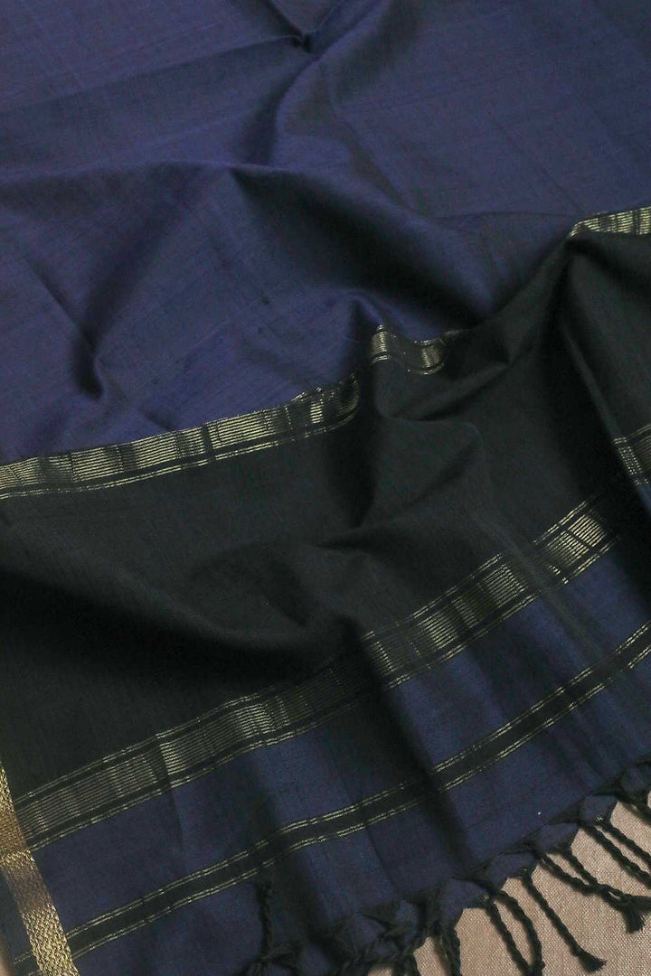 Deep Blue Maheshwari Mercerised Cotton Dupatta