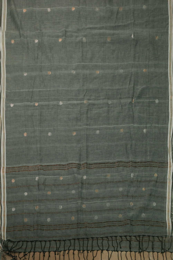 Zari Polka on Green Jamdani Cotton Dupatta