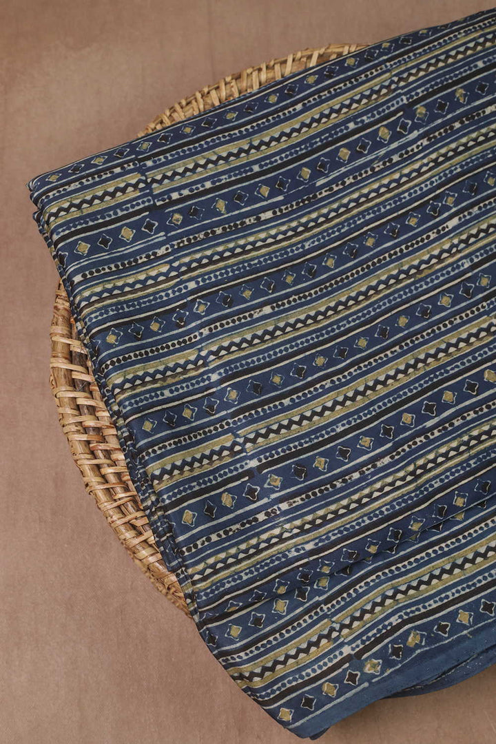 Stripes Pattern Ajrak Modal Silk Fabric