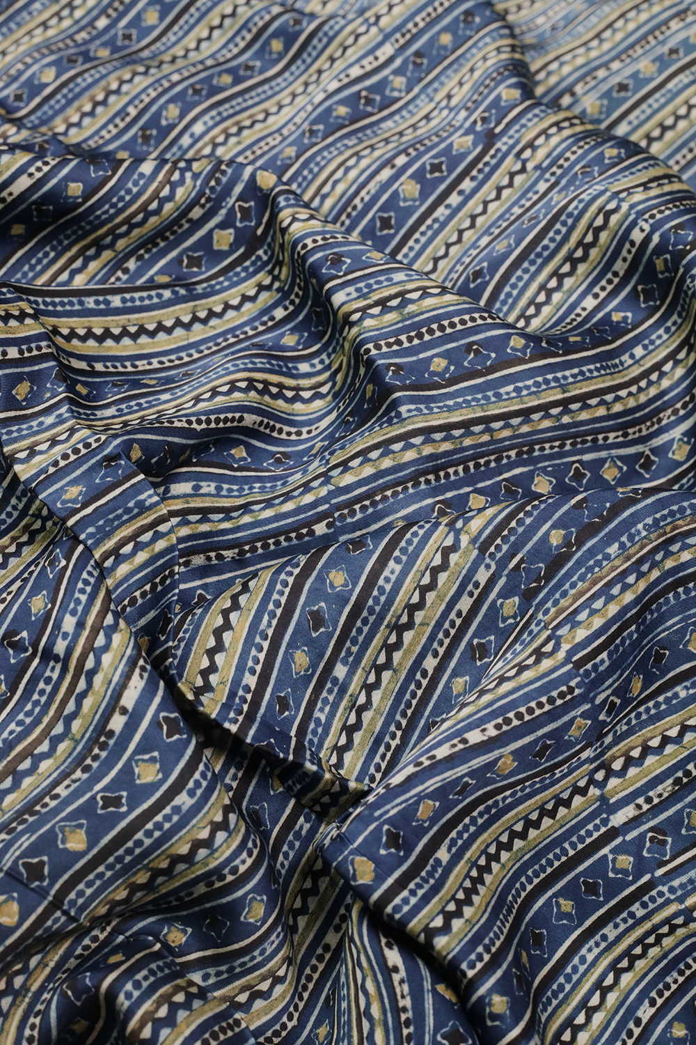 Stripes Pattern Ajrak Modal Silk Fabric
