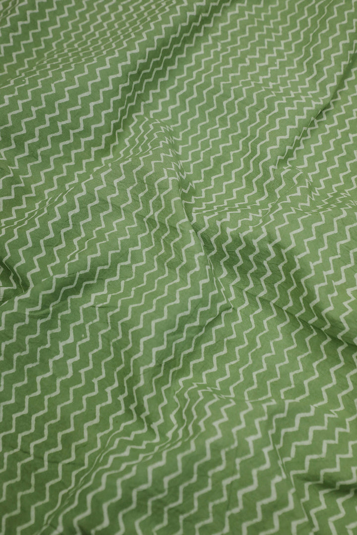 Pista Green Dabu Cotton Fabric - 0.9m