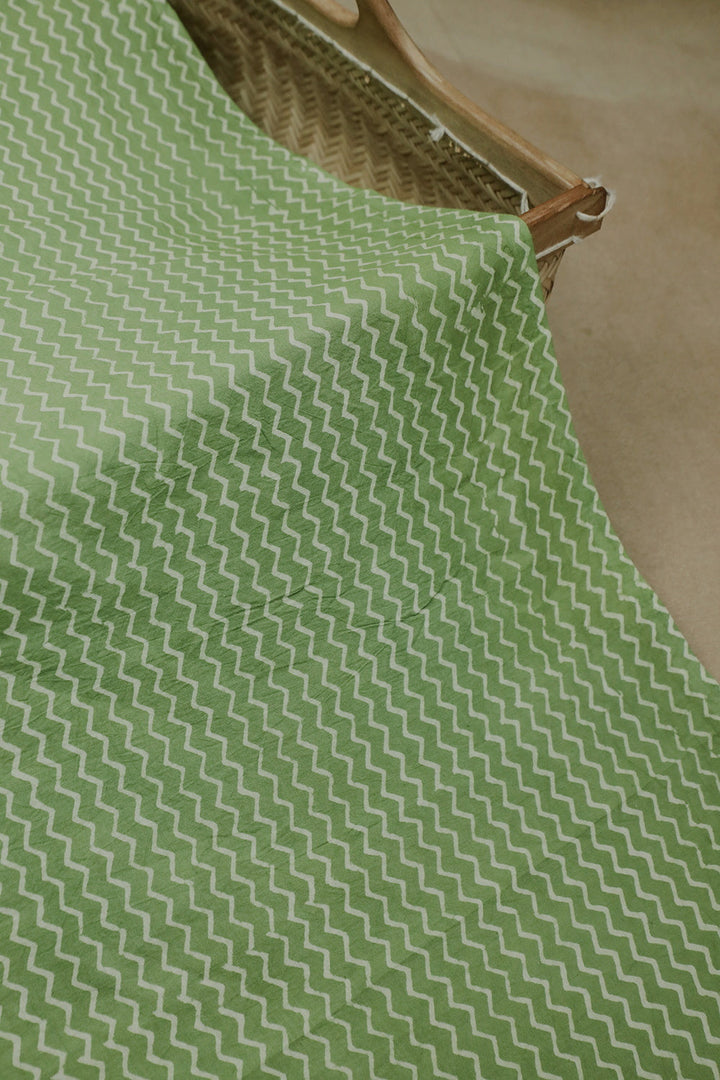 Pista Green Dabu Cotton Fabric - 0.9m