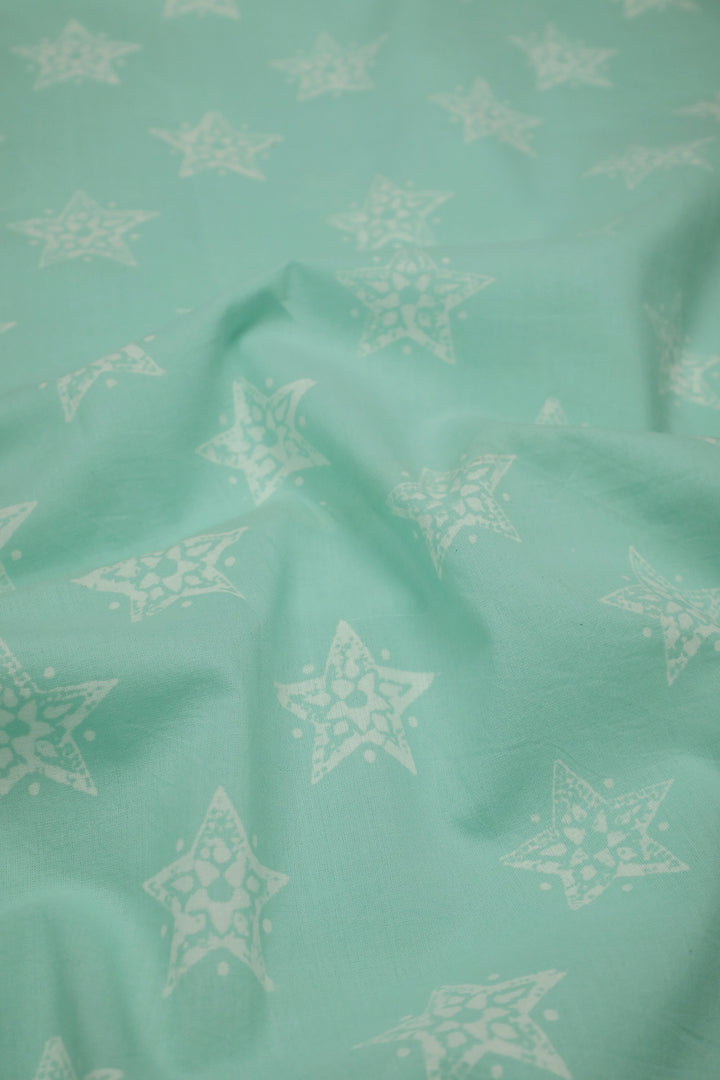 Seafoam Green Sanganeri Cotton Fabric - 0.8m