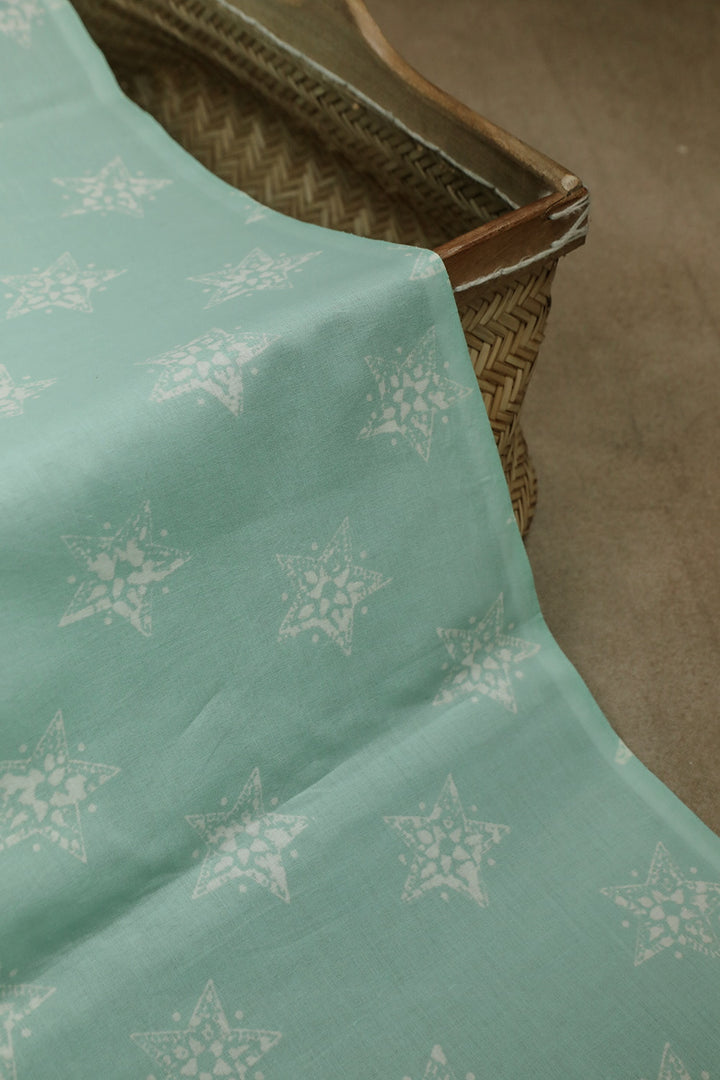 Seafoam Green Sanganeri Cotton Fabric - 0.8m