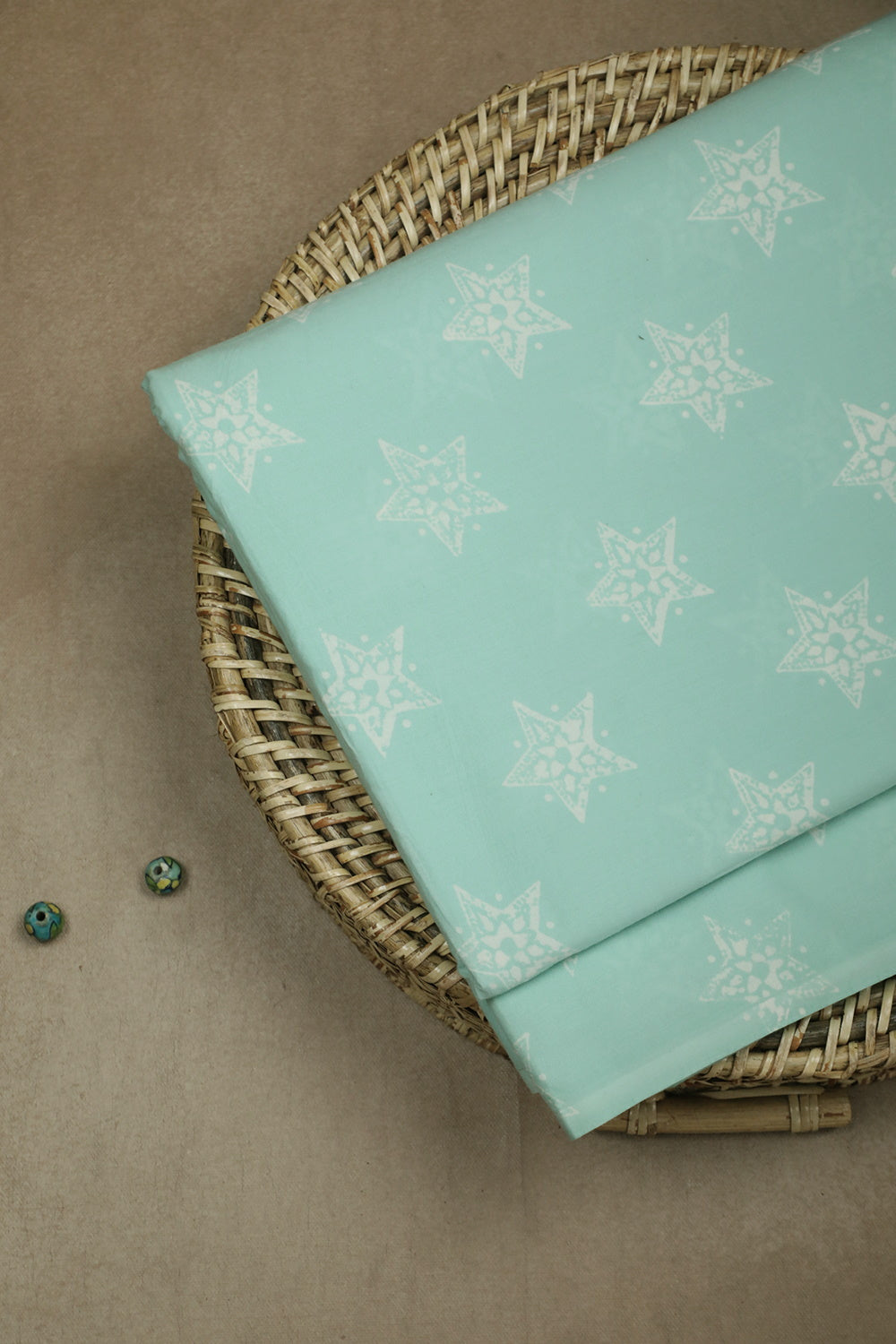Seafoam Green Sanganeri Cotton Fabric - 0.8m