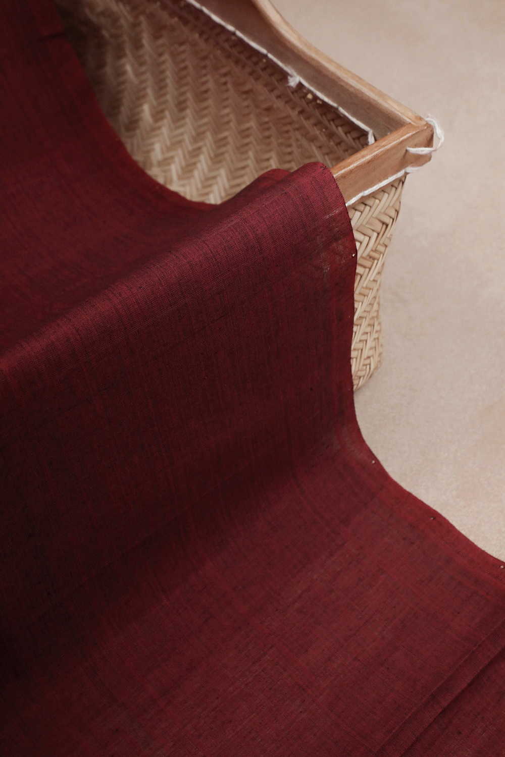 Blackish Maroon Mangalagiri Cotton Fabric