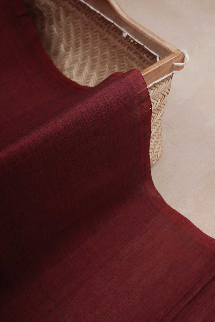 Blackish Maroon Mangalagiri Cotton Fabric