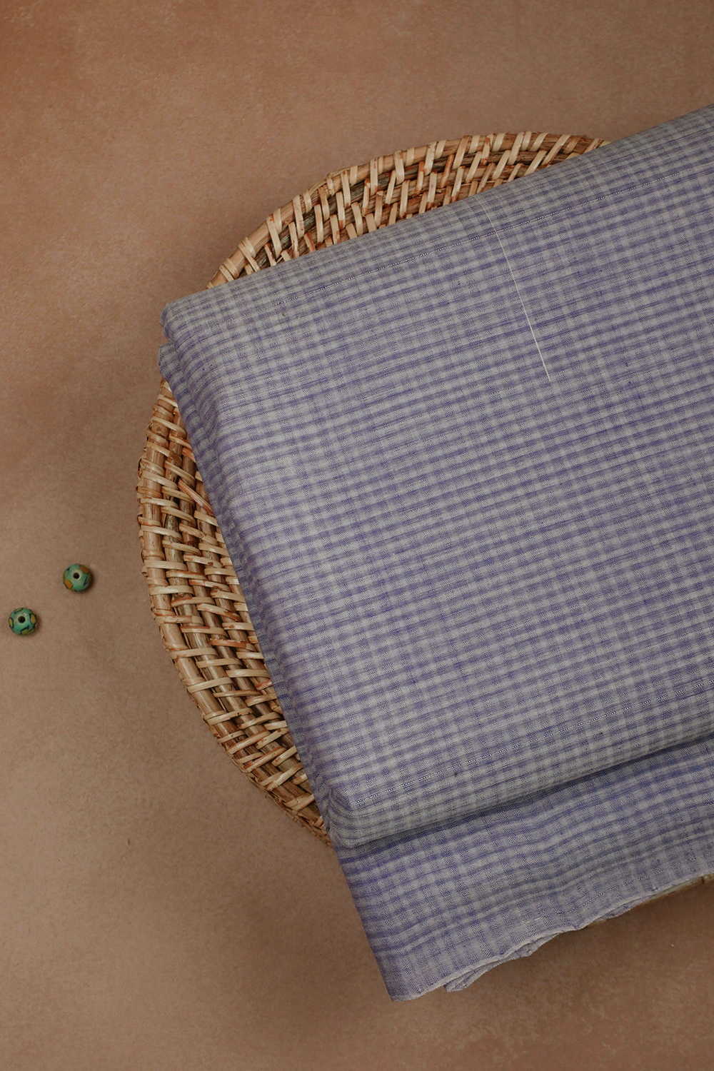 Blue Boddu Checks Mangalagiri Cotton Fabric