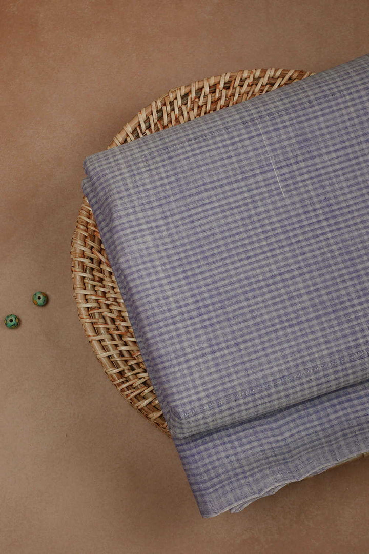 Blue Boddu Checks Mangalagiri Cotton Fabric