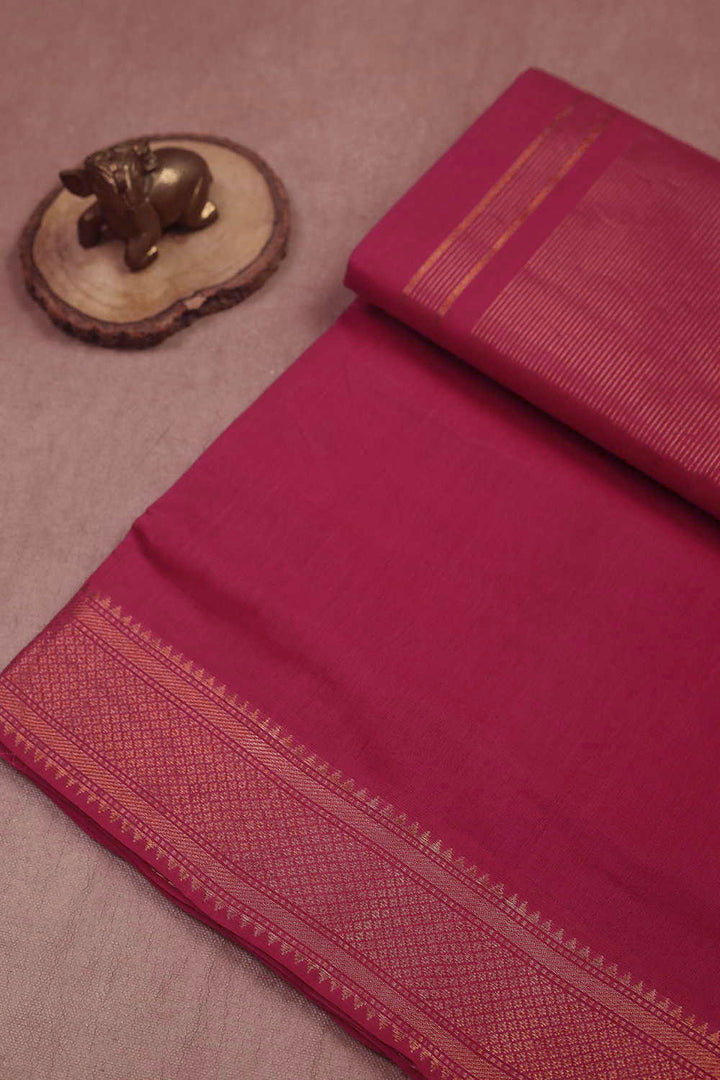 Cerise pink - Plain Mangalagiri Cotton saree