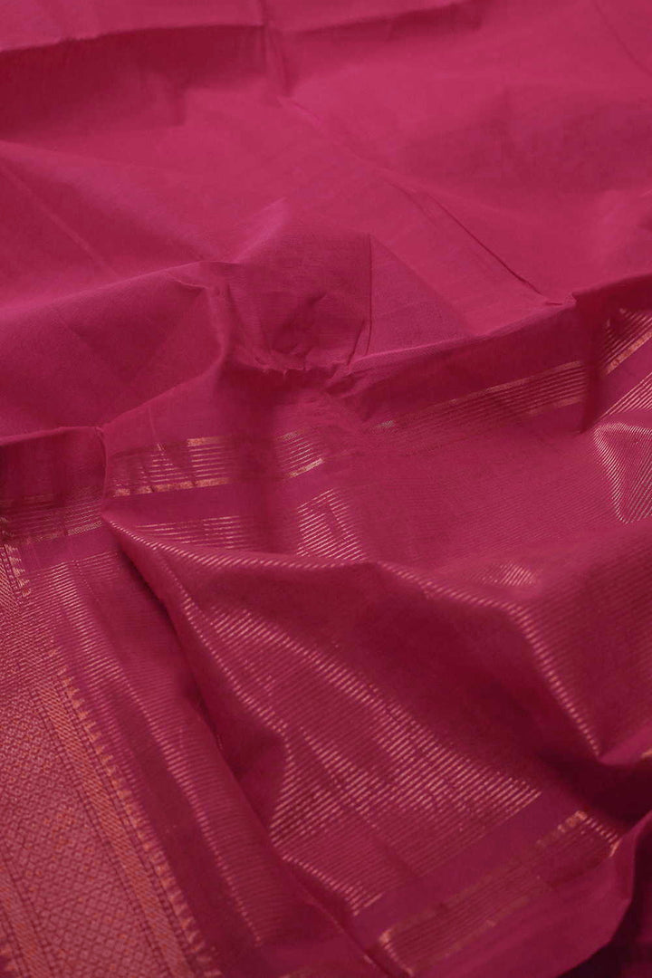 Cerise pink - Plain Mangalagiri Cotton saree