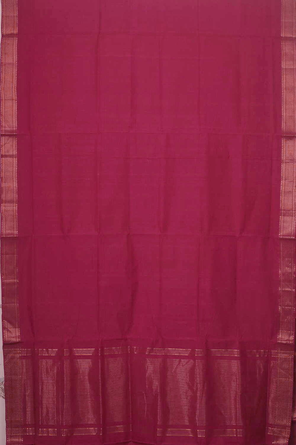 Cerise pink - Plain Mangalagiri Cotton saree