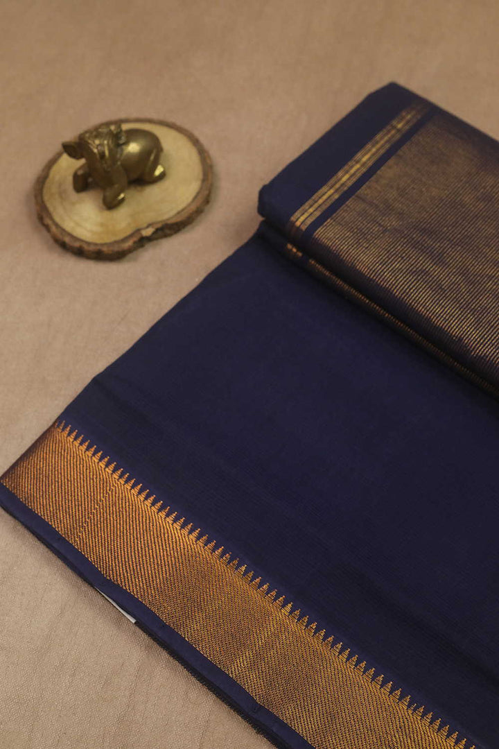 Midnight Blue - Missing Weave Mangalagiri Cotton saree