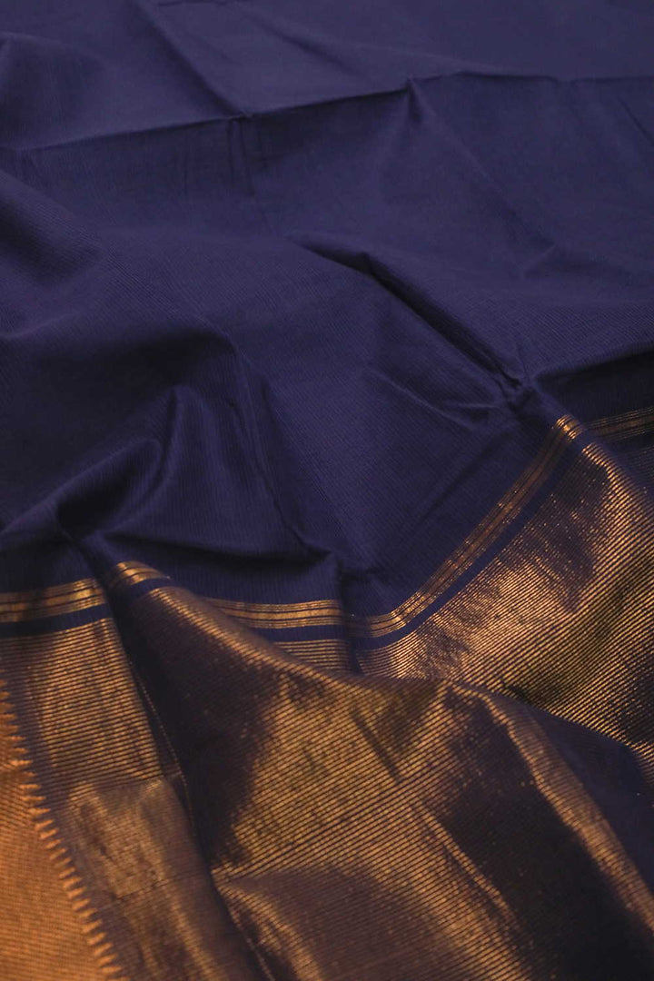 Midnight Blue - Missing Weave Mangalagiri Cotton saree