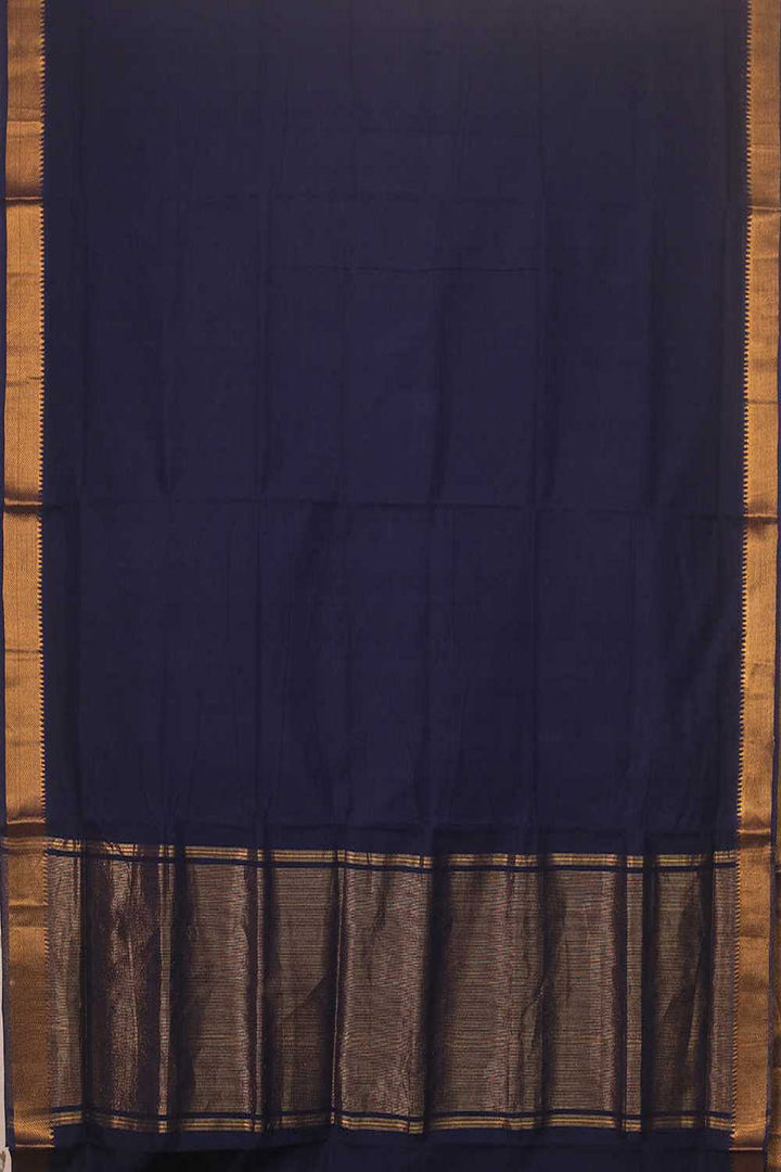 Midnight Blue - Missing Weave Mangalagiri Cotton saree