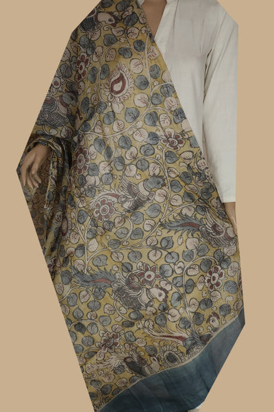 Painted Kalamkari Dupatta - Matkatus