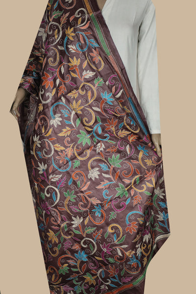 Embroidered Dupatta - Buy Kantha Tussar Silk Dupattas Online in India ...