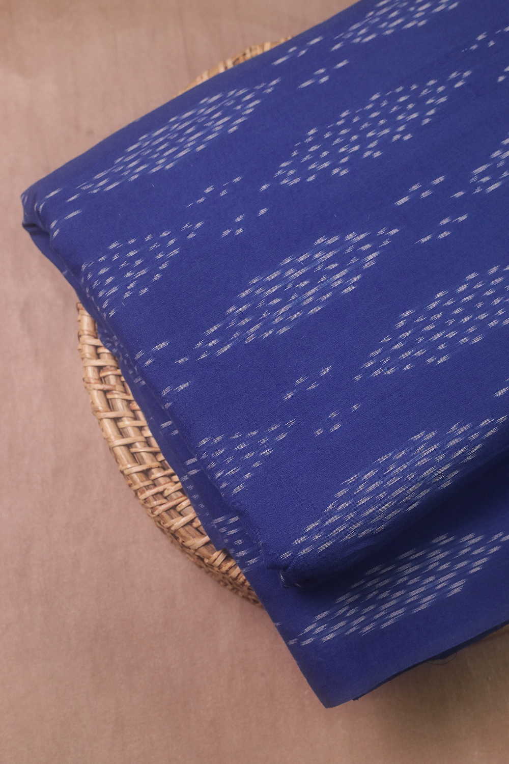 Butta on Dark Blue Ikat Cotton Fabric