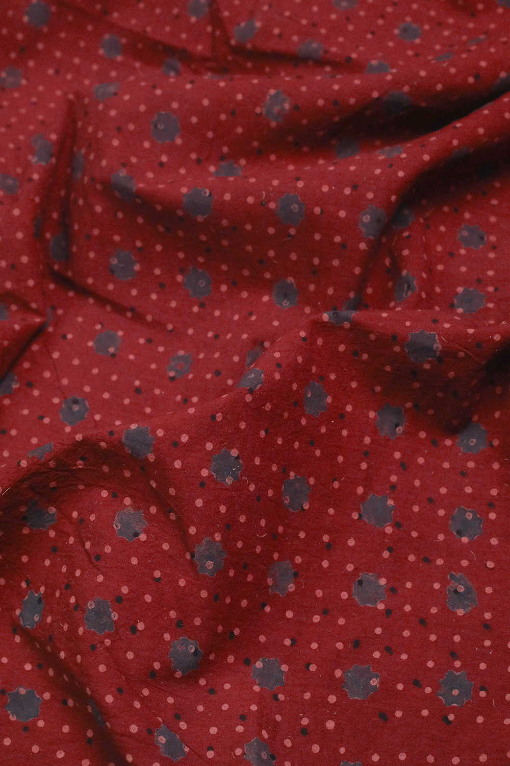 Dotted on Maroon Ajrak Cotton Fabric