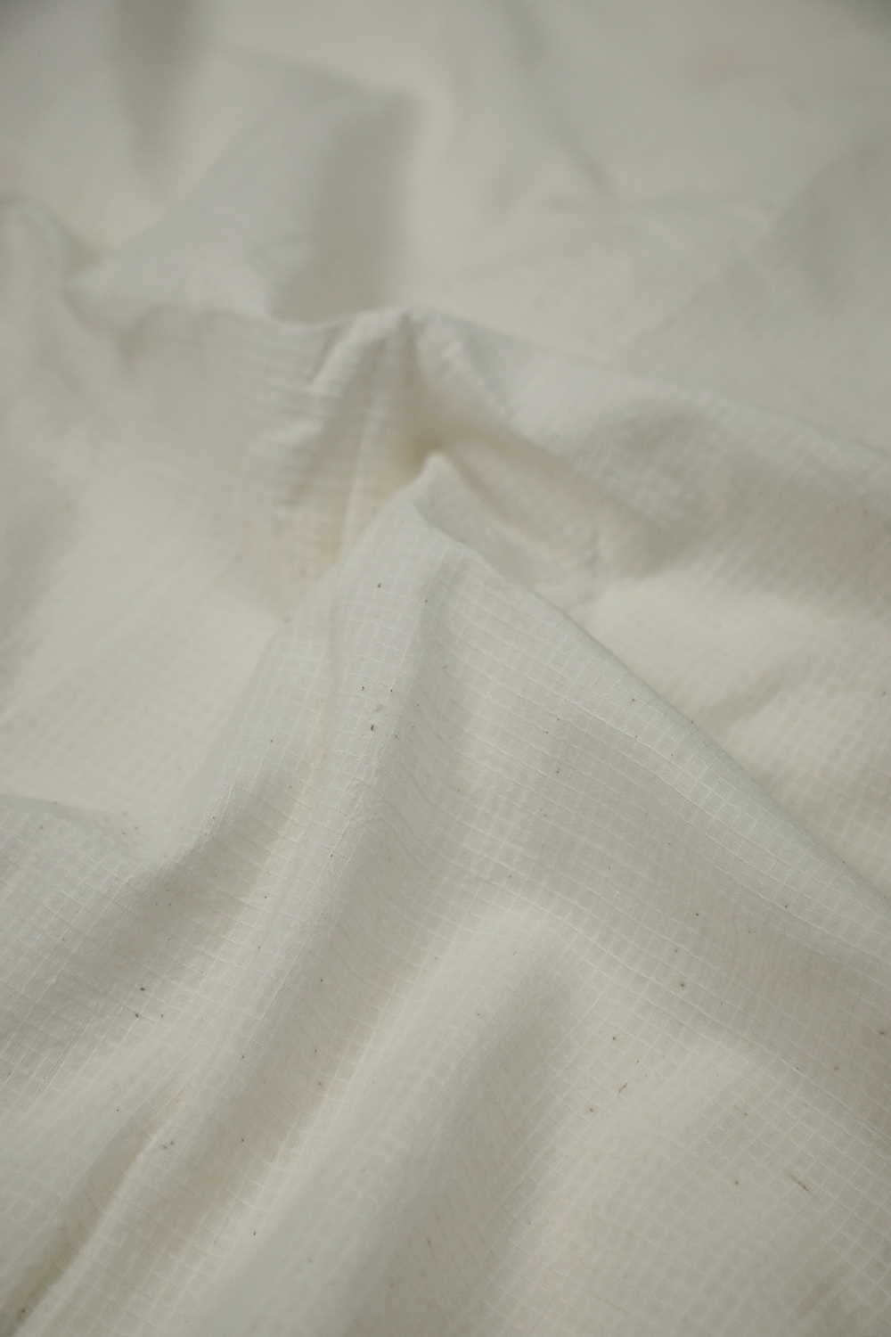 Coconut Cream - Checks Handwoven Cotton Fabric