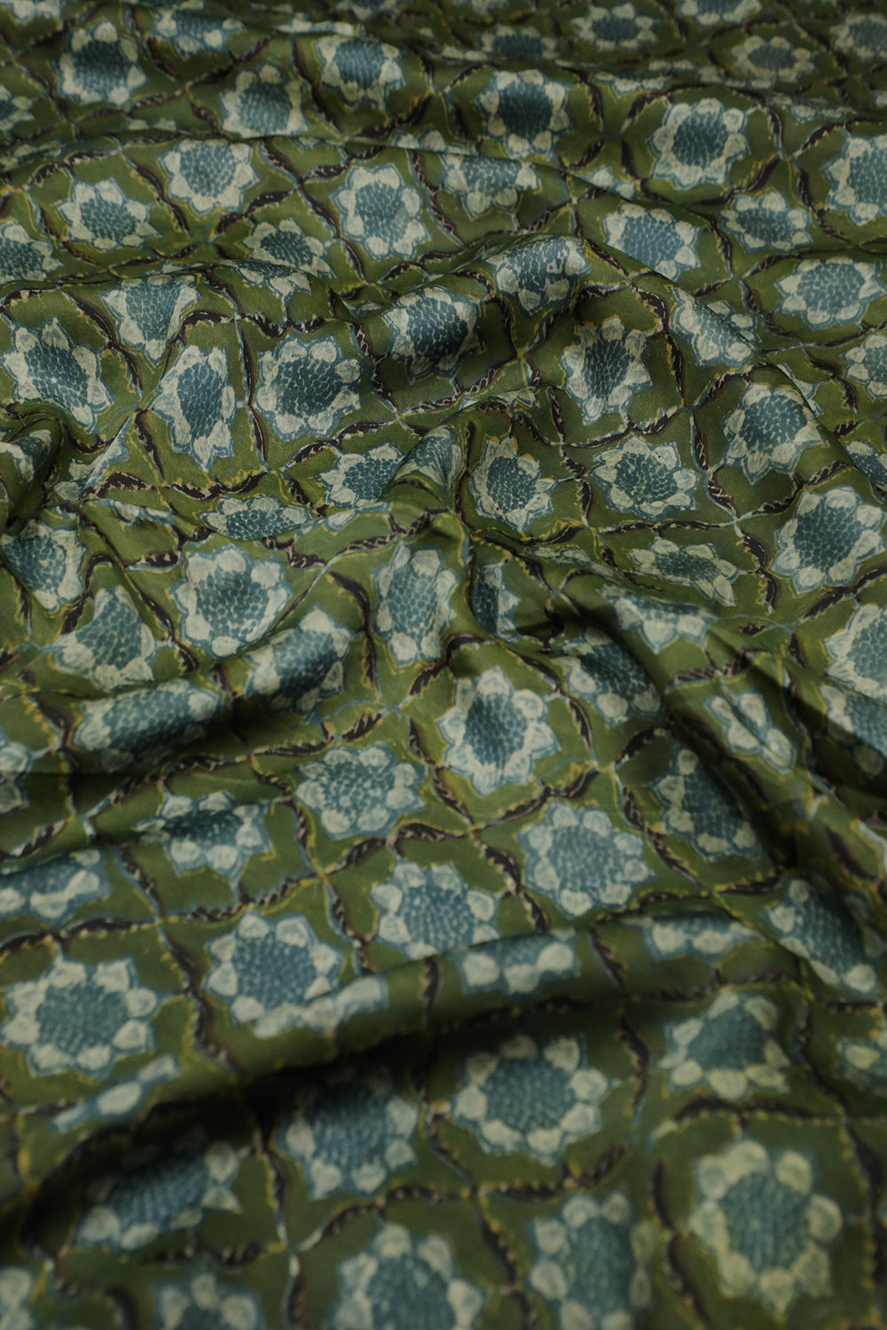 Green with Patterned Modal Silk Fabric - 0.5m
