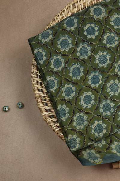 Green with Patterned Modal Silk Fabric - 0.5m