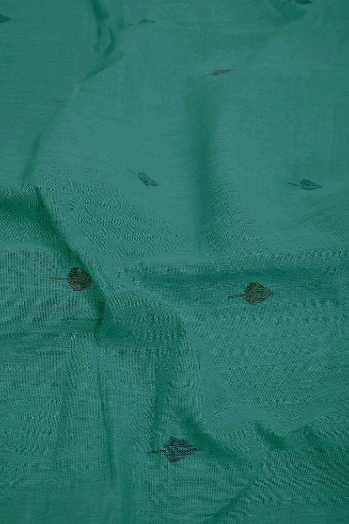 Maroon & Blue Leaf Butta Handspun Cotton Fabric - 0.8m