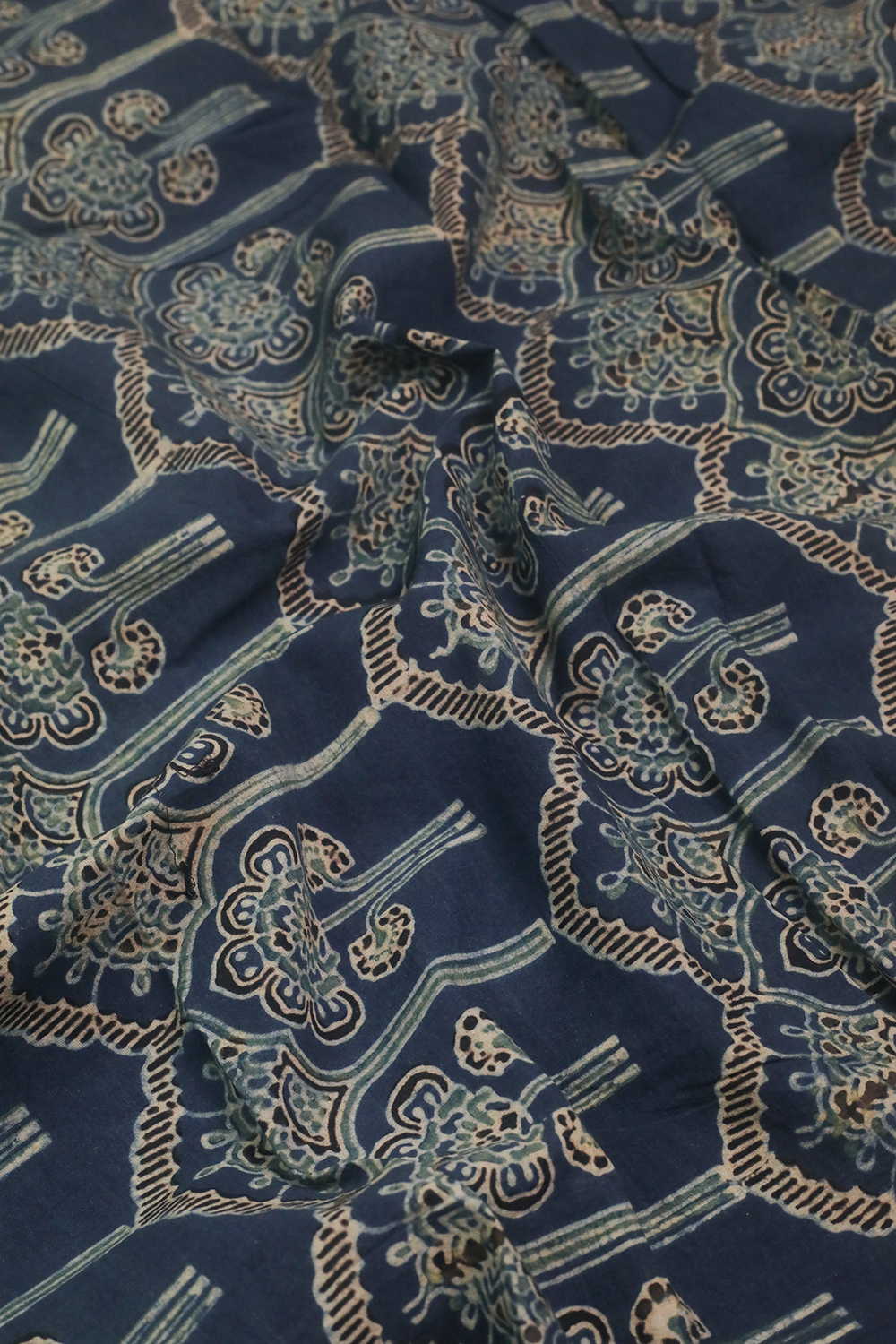 Dark Indigo Ajrak Cotton Fabric