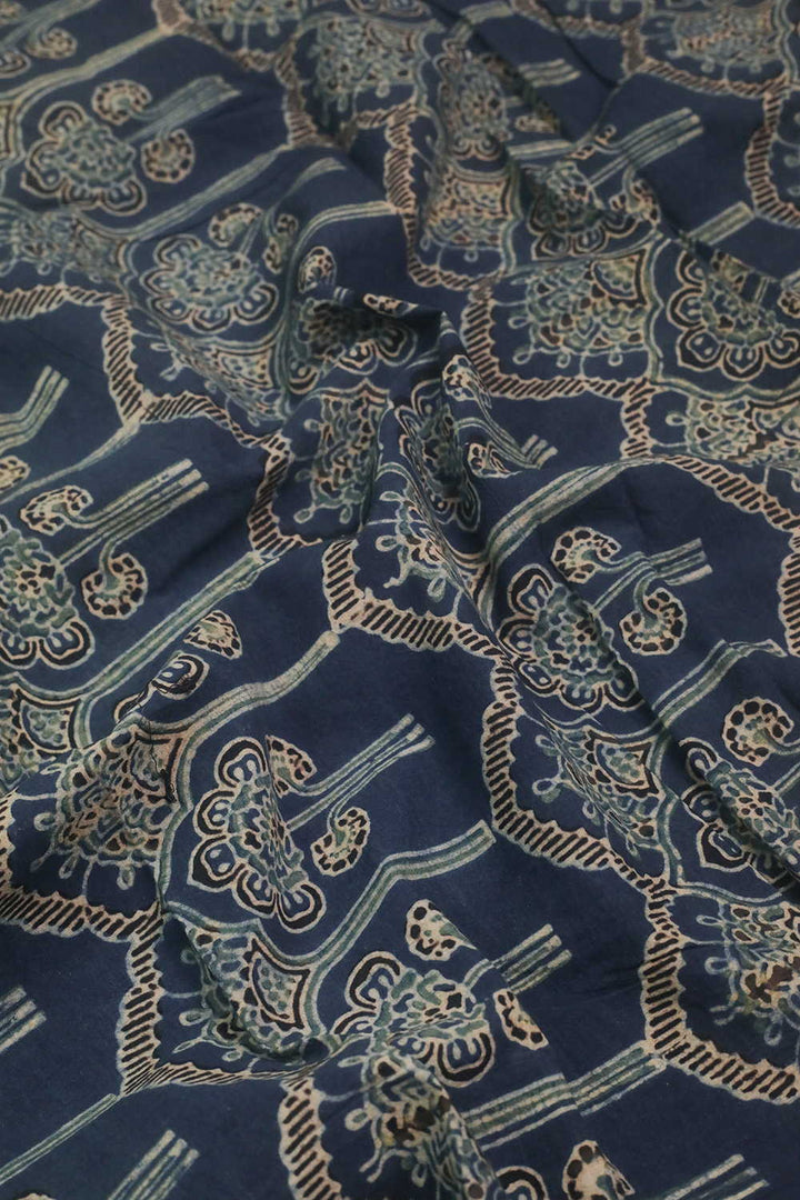 Dark Indigo Ajrak Cotton Fabric