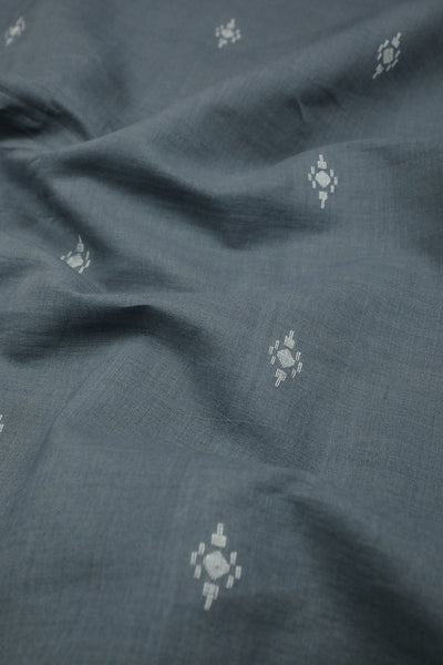Butta on Grey Jamdani Cotton Fabric