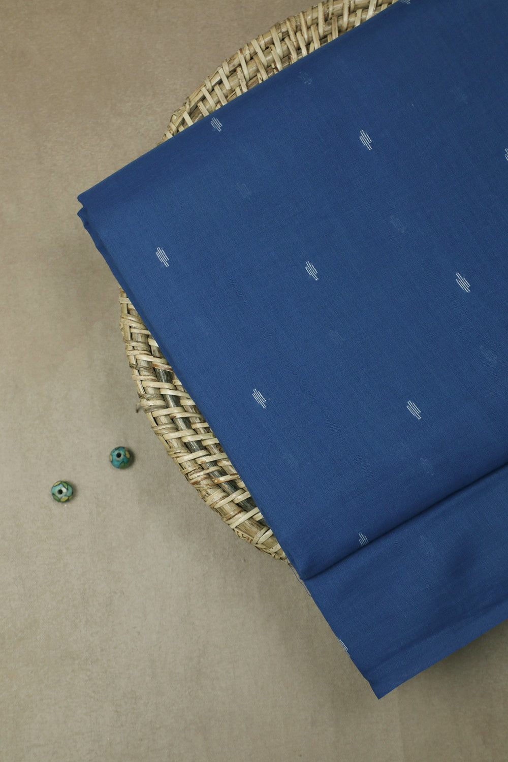 Tiny Butta on Dark Blue Jamdani Cotton Fabric