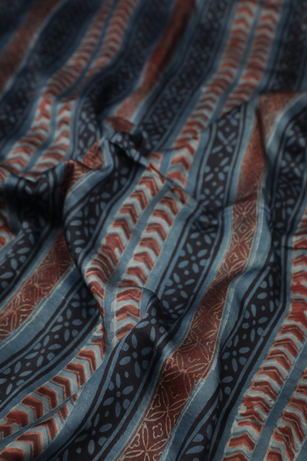 Indigo with Stripe Patterned Modal Silk Fabric - 1.8m