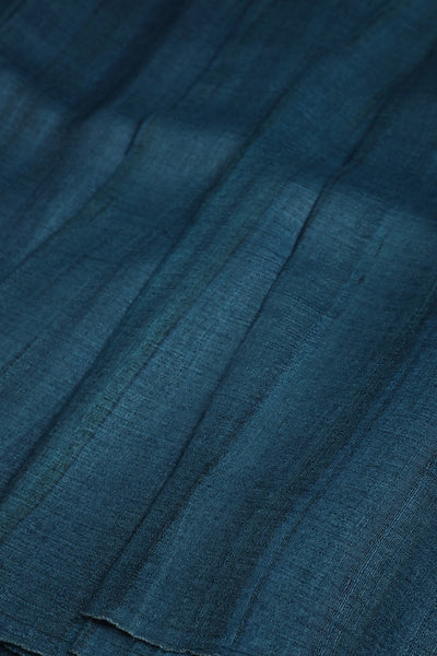 Turkish Blue Handspun Tussar Fabric - 1.5m
