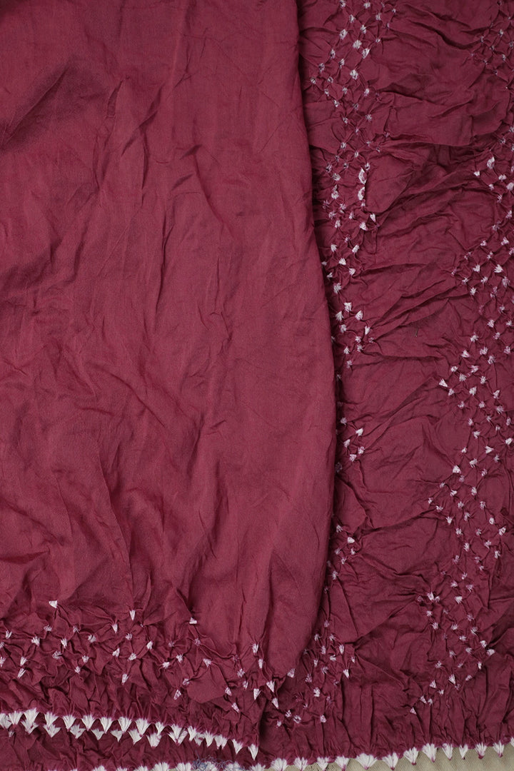 Maroon Bandhani Silk Cotton saree