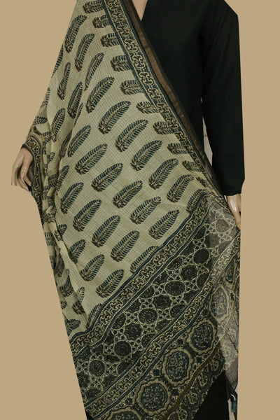 Magenta Printed Kota Cotton Dupatta main image 1