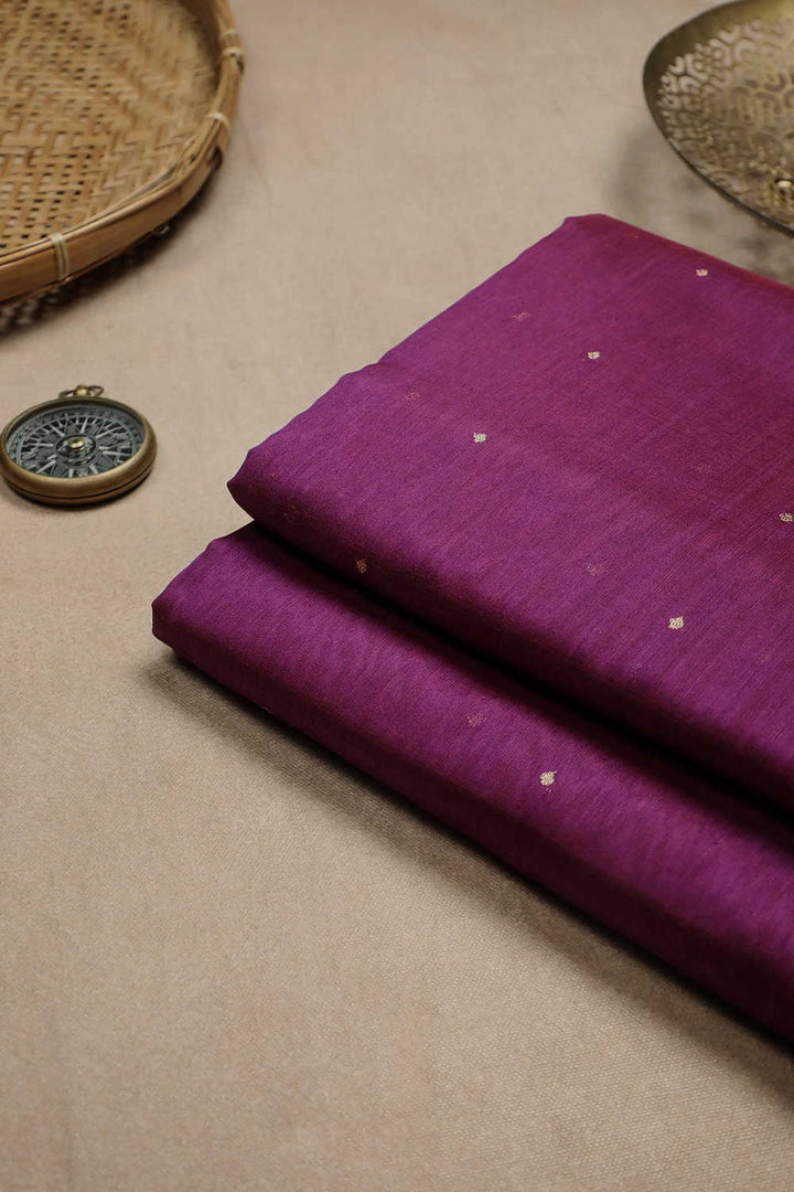 Boysenberry Purple Chanderi Silk Cotton Fabric