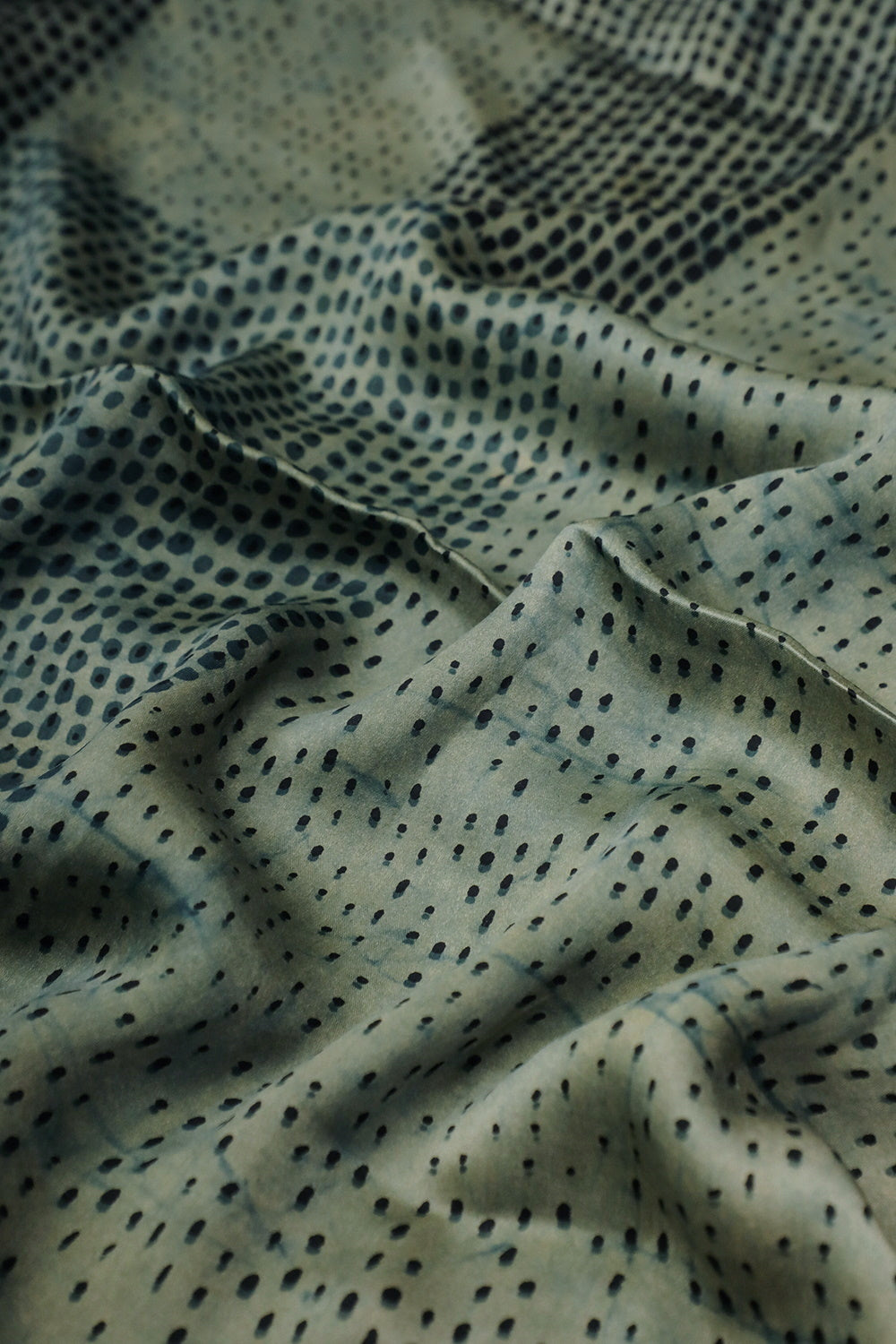 Dot Patterned Block Printed Modal Silk Fabric