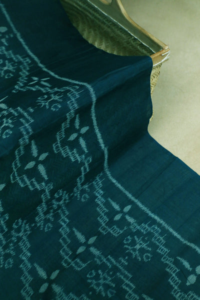 Peacock Blue Handwoven Orissa Ikat fabric - 1.55m