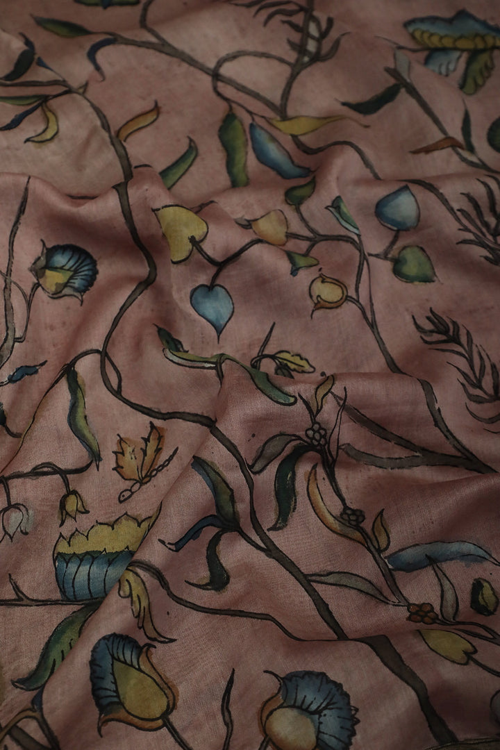 Floral Painted kalamkari Chanderi Fabric