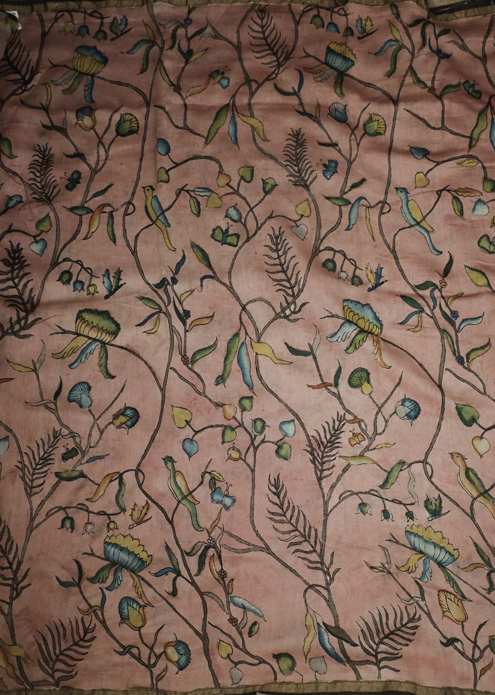 Floral Painted kalamkari Chanderi Fabric