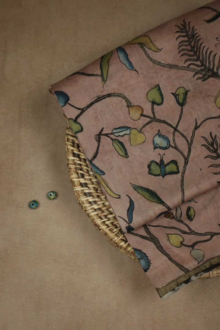 Floral Painted kalamkari Chanderi Fabric